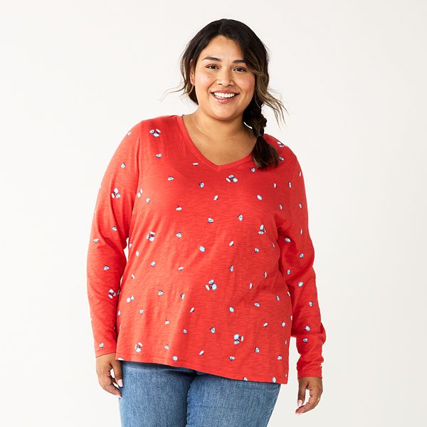 Plus Size Sonoma Goods For Life® Favorite Long Sleeve VNeck Tee