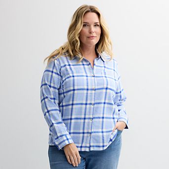 Plus Size Croft & Barrow® The Extra Soft Plaid Flannel Shirt