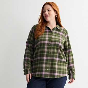Plus Size Croft & Barrow® The Extra Soft Plaid Flannel Shirt