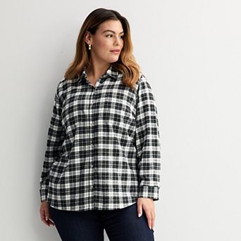 Plus Size Croft & Barrow® The Extra Soft Plaid Flannel Shirt