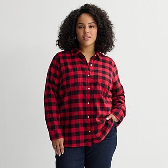 Plus Size Croft & Barrow® The Extra Soft Plaid Flannel Shirt