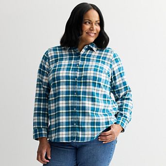 Plus Size Croft & Barrow® The Extra Soft Plaid Flannel Shirt