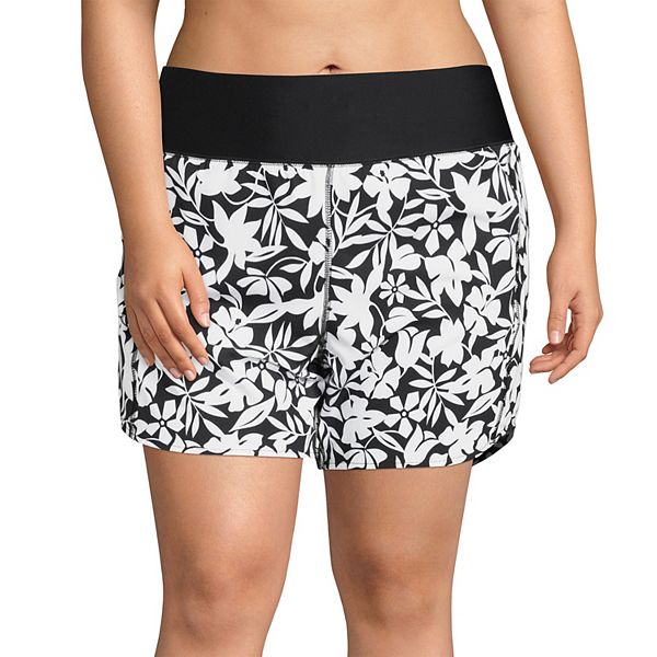 Plus Size Lands' End 5" Elastic Waist Swim Board Shorts with Panty