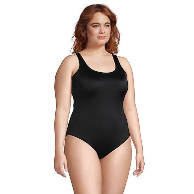 Plus Size Lands' End Chlorine Resistant Tugless Sporty One-Piece Swimsuit