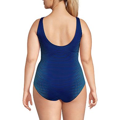Plus Size Lands' End Chlorine Resistant Tugless Sporty One-Piece Swimsuit