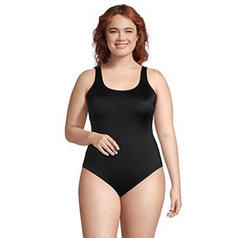 Plus Size Lands' End Chlorine Resistant Tugless Sporty One-Piece Swimsuit