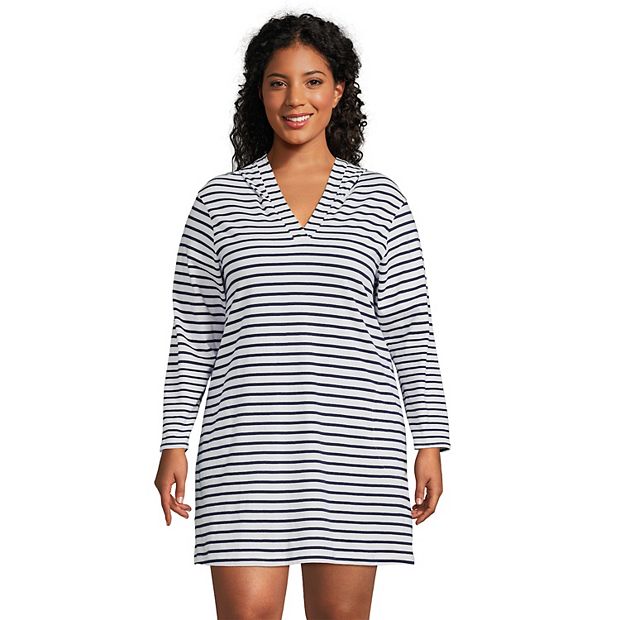 Plus Size Lands End Hooded Swim Cover Up Dress