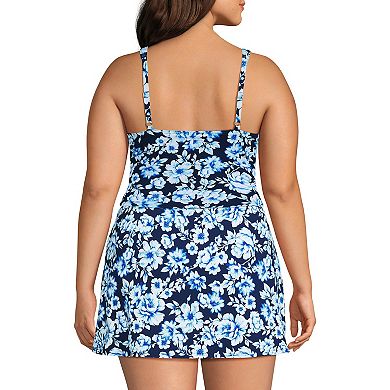 Plus Size Lands' End Chlorine Resistant Cropped Wrap Tankini Swim Top