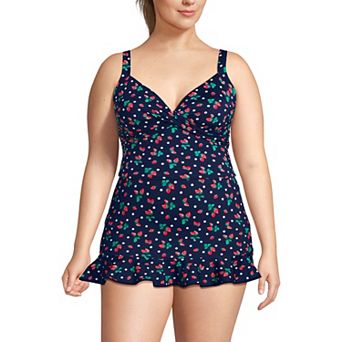 Plus Size Lands' End Chlorine Resistant Cropped Wrap Tankini Swim Top