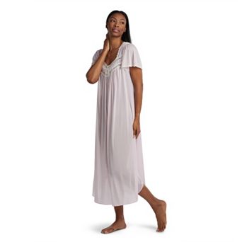 Petite Miss Elaine Essentials Silk Essence Tricot Short Sleeve Long Nightgown