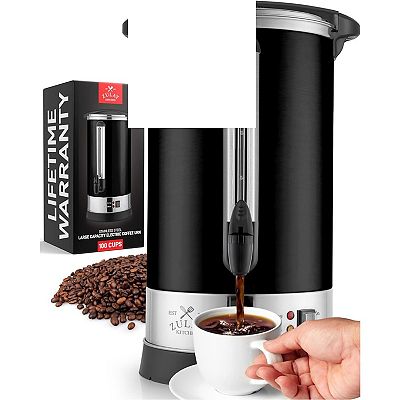 Zulay Kitchen Commercial Coffee Maker - 100 Cup Coffee Urn with Double-Wall  and Twist-Lock Lid