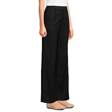 Petite Lands' End Linen High Rise Wide Leg Pleated Pants