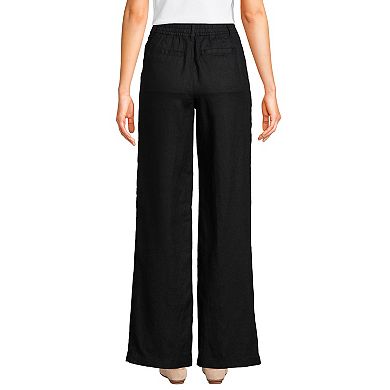 Petite Lands' End Linen High Rise Wide Leg Pleated Pants