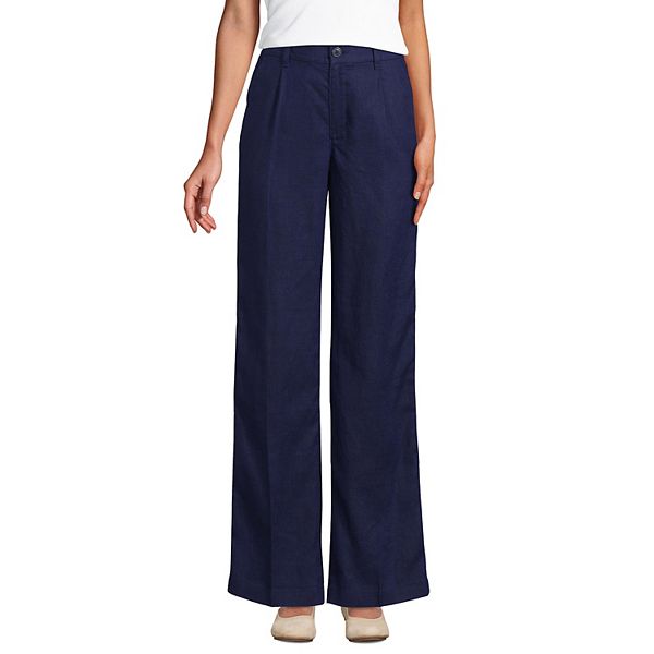 Petite Lands' End Linen High Rise Wide Leg Pleated Pants