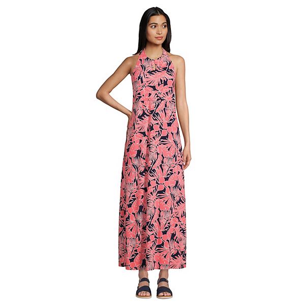 Petite Lands' End Halter Keyhole High Neck Maxi Dress