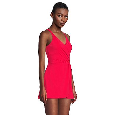 Women's Lands' End V-neck Tulip Wrap One Piece Swimsuit Dress