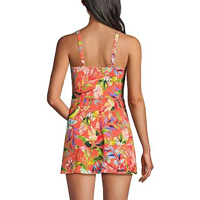 Women's Lands' End V-neck Tulip Wrap One Piece Swim Dress 