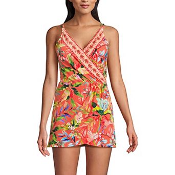 Women's Lands' End V-neck Tulip Wrap One Piece Swim Dress