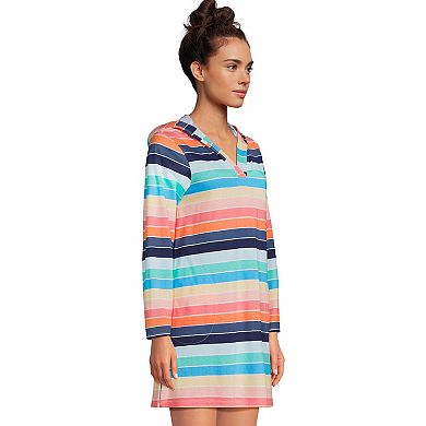 Women's Lands' End Cotton Jersey Hooded Cover-up Dress