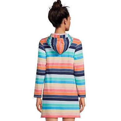 Women's Lands' End Cotton Jersey Hooded Cover-up Dress
