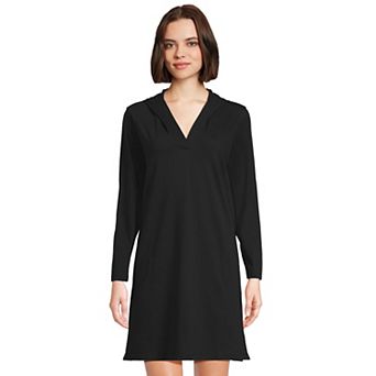 Women's Lands' End Cotton Jersey Hooded Cover-up Dress