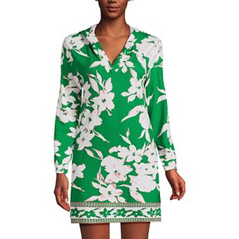 Women's Lands' End Cotton Jersey Hooded Cover-up Dress