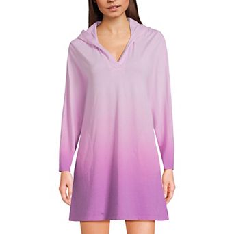 Women's Lands' End Cotton Jersey Hooded Cover-up Dress