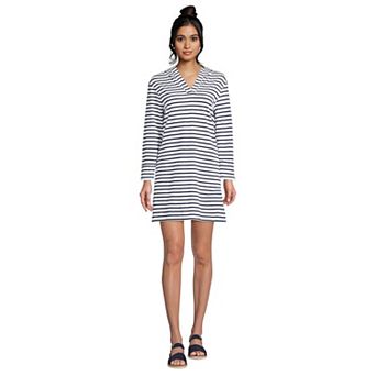 Women's Lands' End Cotton Jersey Hooded Cover-up Dress