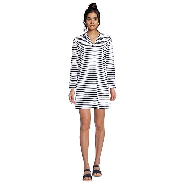 Women's Lands' End Cotton Jersey Hooded Cover-up Dress