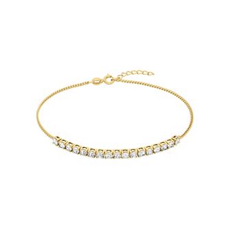 Aurielle Gender Neutral Gold Tone Clear Crystal Curb Chain Anklet