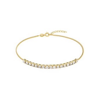 Aurielle Gender Neutral Gold Tone Clear Crystal Curb Chain Anklet