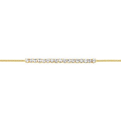 Aurielle Gender Neutral Gold Tone Clear Crystal Curb Chain Anklet