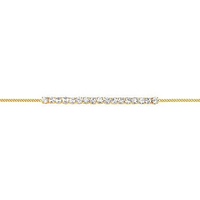 Aurielle Gender Neutral Gold Tone Clear Crystal Curb Chain Anklet