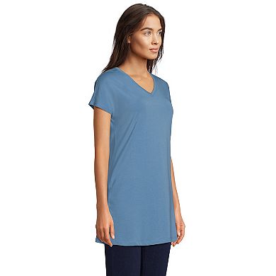 Womens Lands' End Jersey Extra Long V-Neck Tunic
