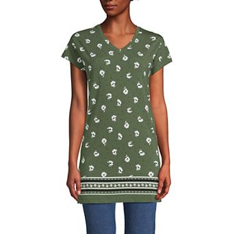 Womens Lands' End Jersey Extra Long V-Neck Tunic
