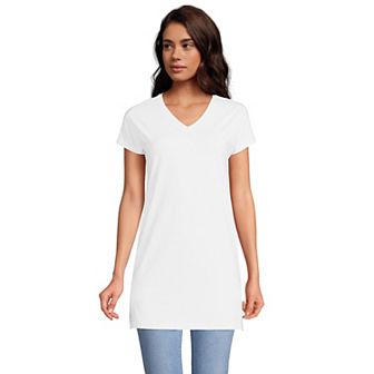 Womens Lands' End Jersey Extra Long V-Neck Tunic