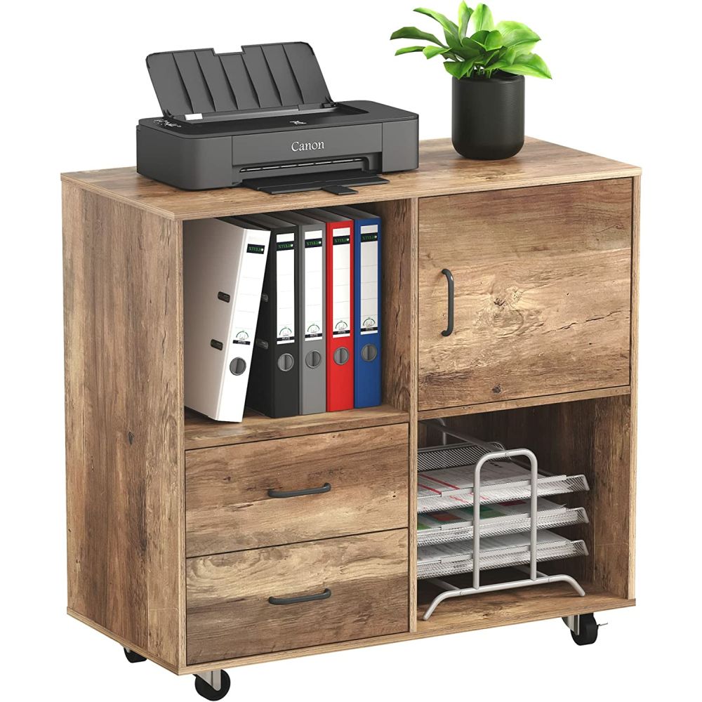 Homcom 3 Drawer Printer Stand, Mobile Lateral File Cabinet With 2