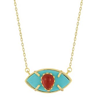 Sunkissed Sterling 14k Gold Over Silver Gemstone Eye Pendant Necklace