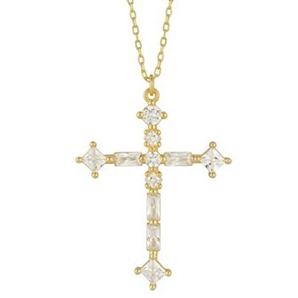 Sunkissed Sterling 14k Cubic Zirconia Cross Pendant Necklace