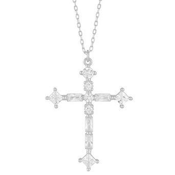 Sunkissed Sterling 14k Cubic Zirconia Cross Pendant Necklace