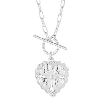 Sunkissed Sterling Cubic Zirconia Heart Toggle Necklace