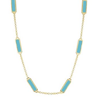 Sunkissed Sterling Synthetic Turquoise Bar Necklace