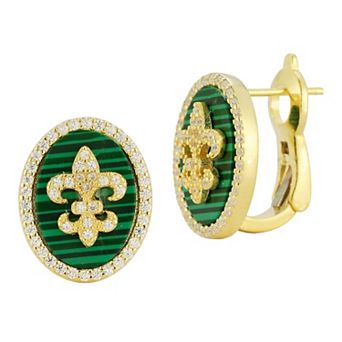 Sunkissed Sterling Cubic Zirconia & Green Malachite Earrings