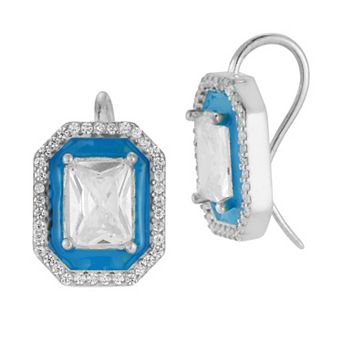 Sunkissed Sterling Cubic Zirconia & Blue Enamel Earrings