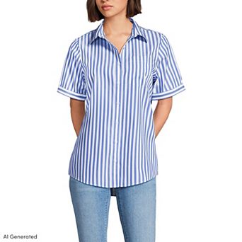 Women's Lands' End Wrinkle Free No Iron Short Sleeve Shirt