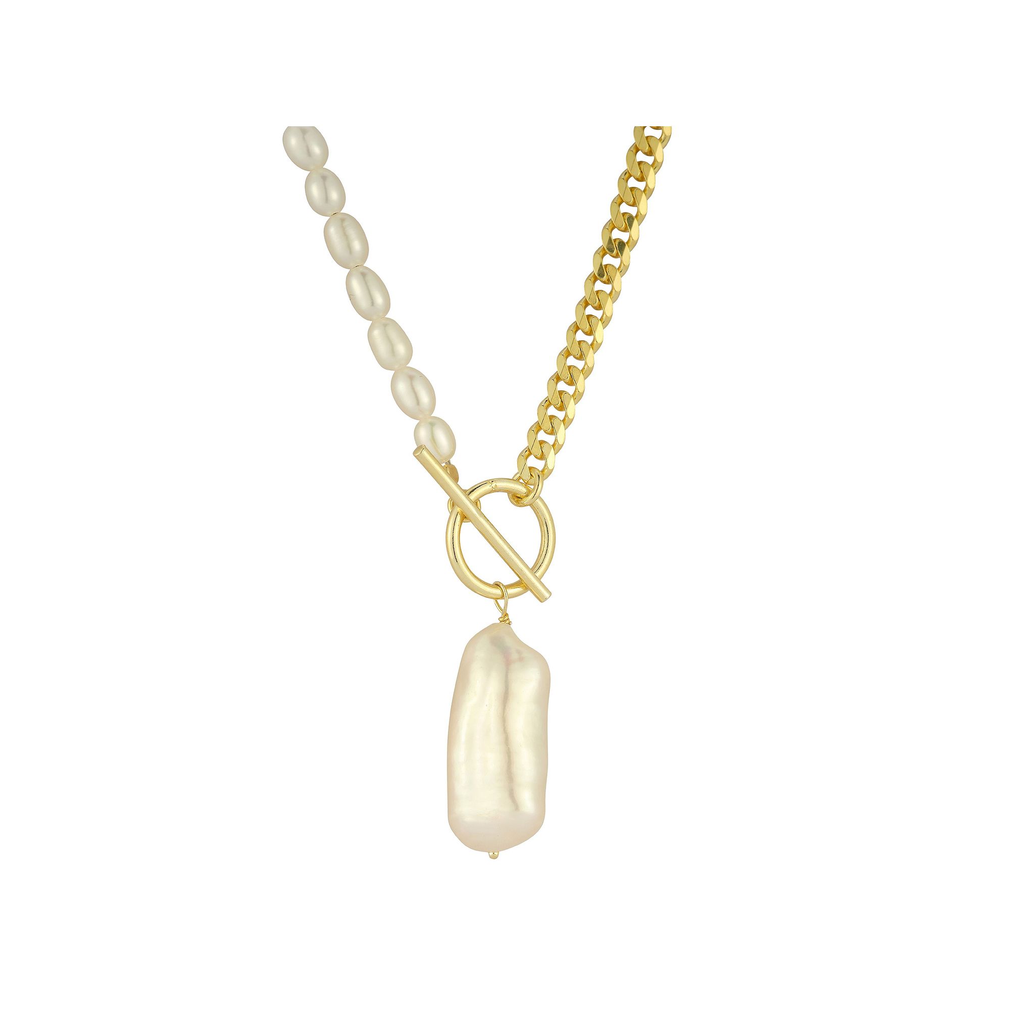Sunkissed Sterling Freshwater Cultured Pearl Toggle Necklace, Womens, Gold