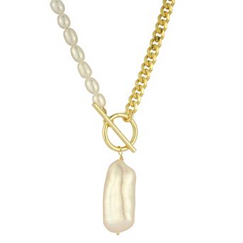 Sunkissed Sterling Freshwater Cultured Pearl Toggle Necklace