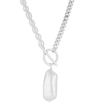 Sunkissed Sterling Freshwater Cultured Pearl Toggle Necklace