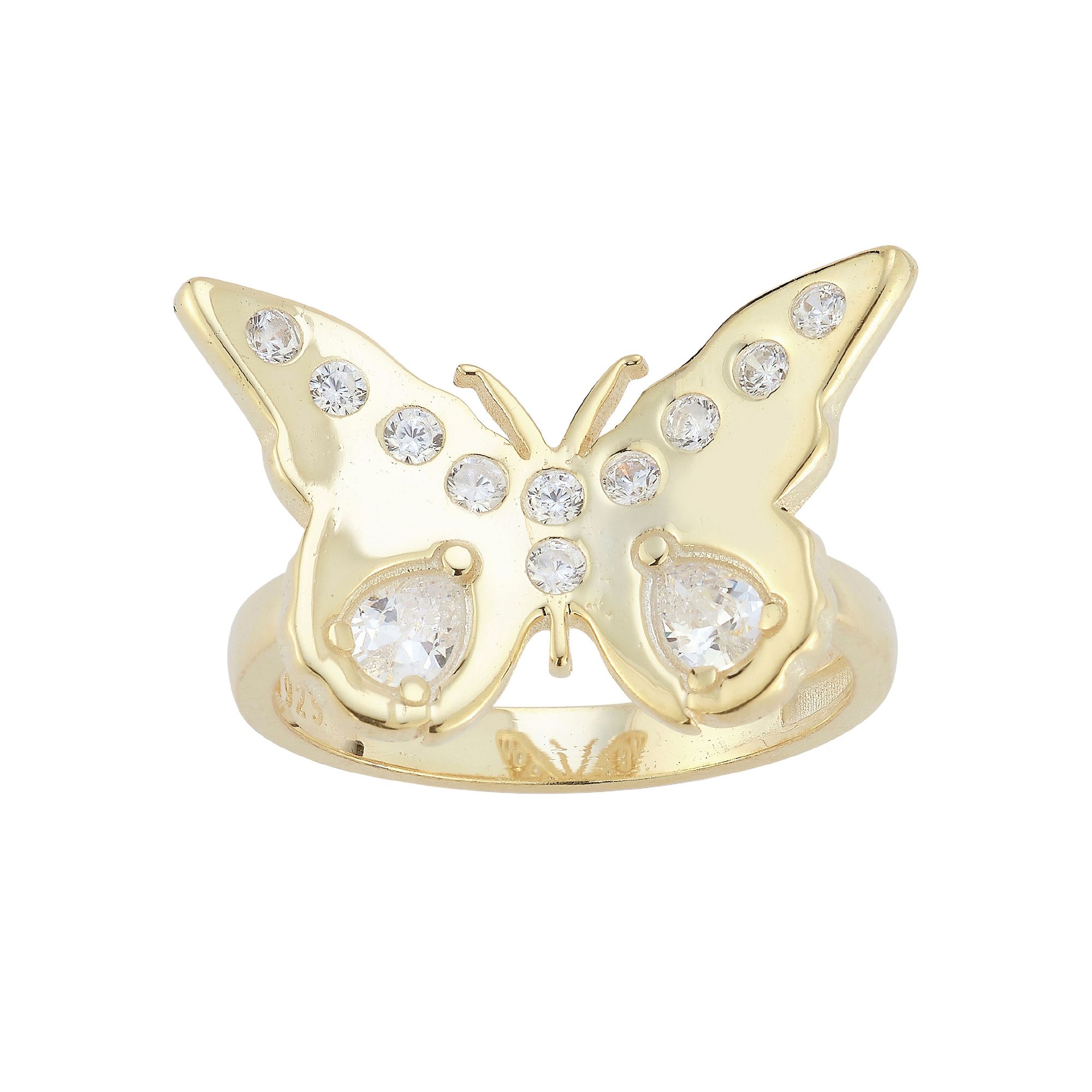 Sunkissed Sterling Cubic Zirconia Butterfly Statement Ring, Womens, Size: 