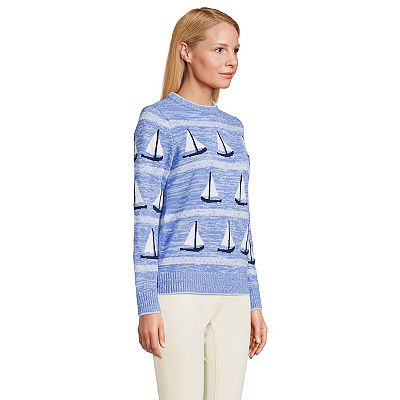 Women s Lands End Cotton Drifter Crew Neck Sweater